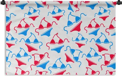 Produktbild von MuchoWow® Wandteppich Wandbehang Bikini - Strand - Schnittmuster 90x60 cm Tapisserie Dekoration Wandtuch - Wandskulpturen - Bildteppich