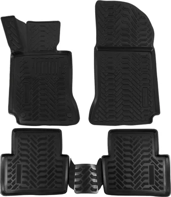 Produktbild von J&J AUTOMOTIVE | 3D Automatten Gummi Matten Gummifußmatten TPE Passend Für Mercedes C Class 2006-2011, Schwarz, Anti-Rutsch, Allwettermatten, Passgenaue, Hohes Rand