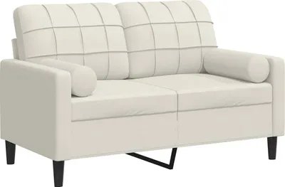 Produktbild von vidaXL 2-Sitzer-Sofa mit Zierkissen Creme 120 cm Samt