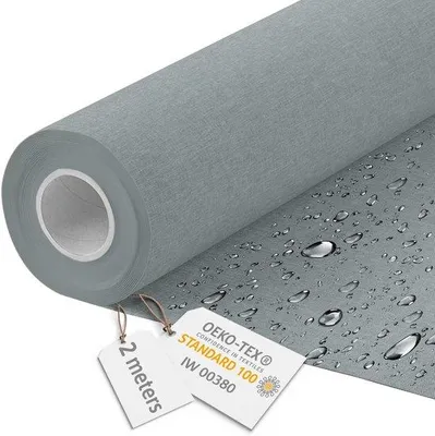 Immagine prodotto di Tela impermeabile - Pezzo unico, larghezza 1,60 m, 600D, 220 g/m², impermeabile, tessuto per ombrelloni, grigio chiaro