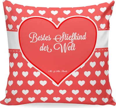 Produktbild von Mr. & Mrs. Panda Deko Kissen Stiefkind - Geschenk, Kids, Geburtstag, Dekokissen, Nachwuchs, 40x40, Sofa, Tochter, für, Kind, Liebling, Kuschel, 40 x 40