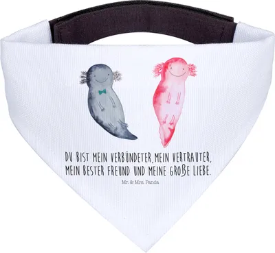 Produktbild von Mr. & Mrs. Panda Bandana Axolotl Freundin - Weiß - Geschenk, Axolot, Liebe, Dreieckstuch, Hunde Hals Tuch, Halstuch Hund, Für, Valentinstag