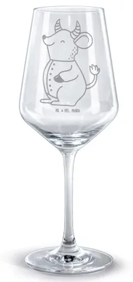 Produktbild von Mr. & Mrs. Panda glas für rotwein Stier Astrologie - Transparent - Geschenk, Bordeauxglas, Geburtstagsgeschenk, graviertes Weinglas, Rotweinglas mit Gravur, Sternzeichen