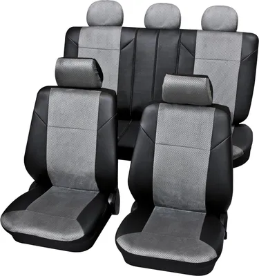 Produktbild von Auto Sitzbezüge Universal Komplett Set 15-teilig - Kreta grau, Eco Class mit SAB 2 Vario Plus | Autositzbezüge / Schonbezüge von PETEX