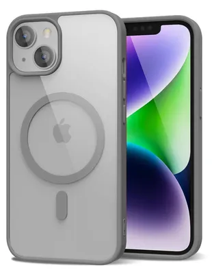 Produktbild von Magnetisch Hülle für iPhone 14/iPhone 13, Kompatibel mit MagSafe, Transparent Acryl Stoßfeste Handyhülle Grau