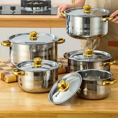 Produktbild von Pfannenset 10-teilig - Edelstahl - Induktionskochset - vielseitiges Kochen - ServiceTopper
