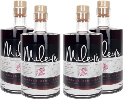 Produktbild von Mileys Himbeer Wild Berry Himbeer-Gin-Likör Set - 4x 0,5l = 2l (20% Vol)