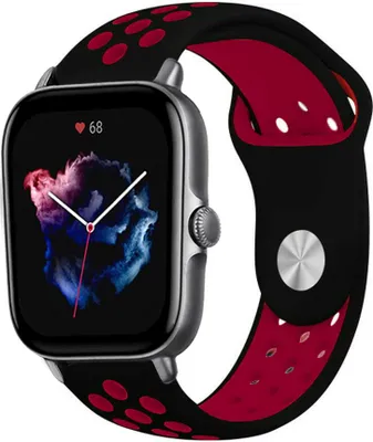 Produktbild von Strap-it Amazfit GTS 3 Sportarmband (Schwarz/Rot)