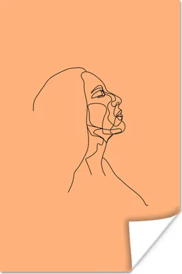 Produktbild von MuchoWow® Poster Strichzeichnung - Frau - Orange 40x60 cm - Plakate für die Wand - Poster Babyzimmer