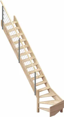 Produktbild von Dolle Raumspartreppe Brest bis 320cm Geschosshöhe 1/4-gewendelt unten links in Eiche unbehandelt inklusive Geländer