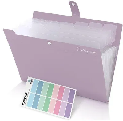 Image de Porte-documents violet A4 à 7 compartiments pour l'école et le bureau