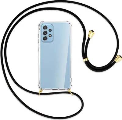 Produktbild von Handykette Backcover-Schutzhülle mit Band (Metall goldfarben) für Samsung Galaxy A52 4G / 5G, A52s 5G - schwarz
