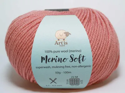 Produktbild von Merino Soft Art'is Yarn 100% Wolle, Mulesing-frei & Superwash (50g / 120m) (471 altrosa)
