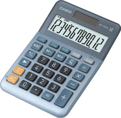 Image de Calculatrice de bureau CASIO®, écran LCD 12 chiffres, conversion euro, calcul professionnel de pourcentage et de marge, subdivision des milliers, indicateur dede fonction, mémoire 3 touches, changement de signe, fonctionnement solaire/batterie, bleu
