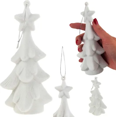 Image de Arbre de Noël Blanc Pendentif Floqué Boule en Peluche