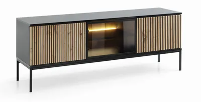 Produktbild von yourhouse24 TV-Schrank Sento RTV154 mit LED-Beleuchtung, Schwarze Untergestell aus Metall