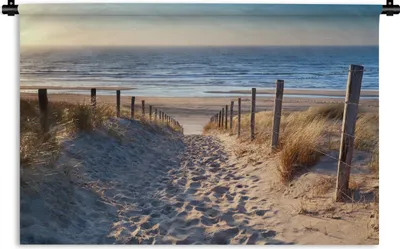 Produktbild von MuchoWow® Wandteppich Wandbehang Strand - Meer - Niederlande - Dünen - Sonne 60x40 cm Tapisserie Dekoration Wandtuch - Wanddekorationen