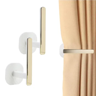Produktbild von 2 selbstklebende Gardinenbinder, L-förmige Gardinenhalter für Zuhause, Büro und Café
