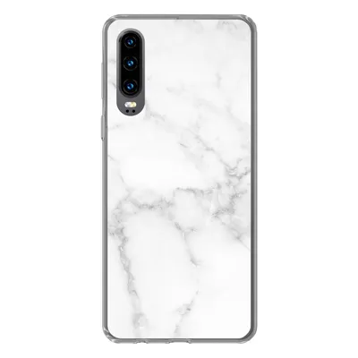 Produktbild von MuchoWow® Handyhülle Schutzhülle Hülle für Huawei P30 Marmor - Weiß - Grau - Luxus - Marmoroptik - Stein Silikon Softcase Handy Hülle - Kartenbesitzer
