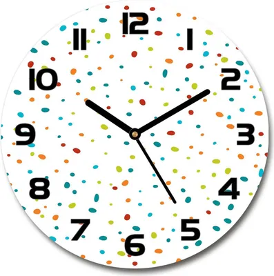 Produktbild von Wanduhr aus Glas 30fi Glasbild Glasuhr Gehärtetes Glas - schwarze-zeiger - Colorful dots