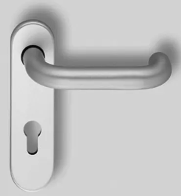 Produktbild von Schutzbeschlag-Drückergarnitur, 72 mm PZ, silber