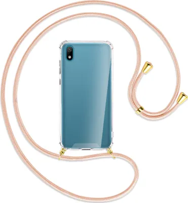 Produktbild von Handykette Backcover-Schutzhülle mit Band (Metall goldfarben) für Huawei Y5 2019 - rose peach