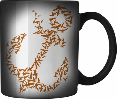 Produktbild von Trendation - Farbwechsel Zauber-Tasse für Segler Geschenke Männer Farbwechsel Zauber-Tasse Geschenkideen Zubehör Gadgeds Segeln Lustig Anker Grafik Kapitän (Schwarz)