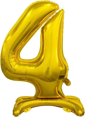 Produktbild von Folienballon B&C „Stehende Zahl“ 4, goldfarben, 74 cm – Godan