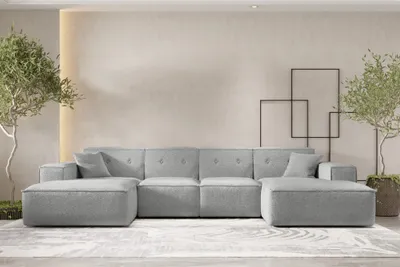 Produktbild von Wohnlandschaft Sofa U-Form CESINA in Stoff Ascot Bukla Grau