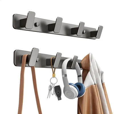 Wandhaken ohne Bohren, 4 Haken, grau, Set mit 2 Stück