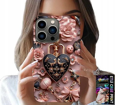 Produktbild von Fall Für Iphone 15 Pro Max - Feminine Designs Vorhängeschloss Herz Fall + Glas
