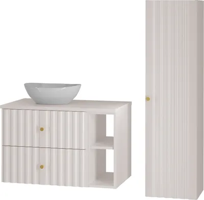 Produktbild von Badezimmer Set 2-teilig inkl. Waschbecken modern in weiß matt AQUINO-140