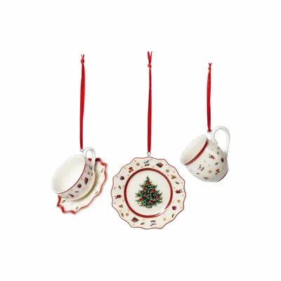 Produktbild von Villeroy & Boch Toy's Delight, Spezifisches Weihnachtsornament, Porzellan, Grün, Rot, Weiß, 3 Stück(e), 63 mm, 155 g