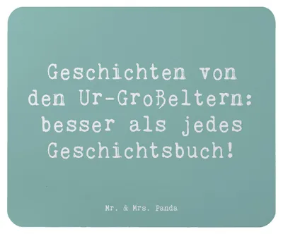 Produktbild von Mr. & Mrs. Panda Mousepad Spruch Ur-Großeltern Geschichten - Meeresbrise - Geschenk, computer, Ahnen, herzerwärmende Sprüche, mousematte, Familie Verwandte, Lächeln