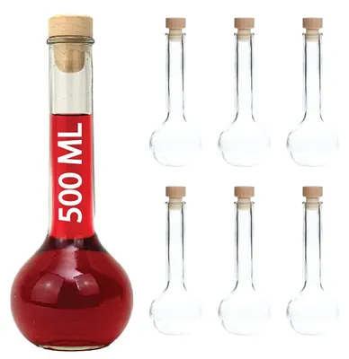 Glasflaschen mit Korkstopfen, 6 x 500 ml, luftdicht