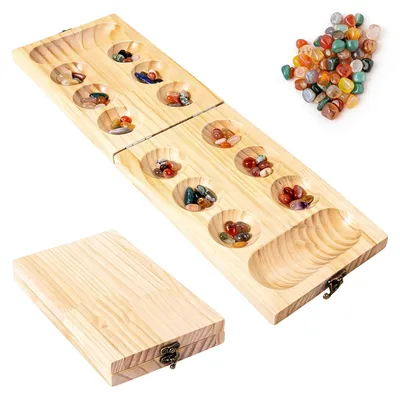 Produktbild von xolear Steinspiel aus Holz, Faltbar Steinchenspiel, Steinchenspiel Holz