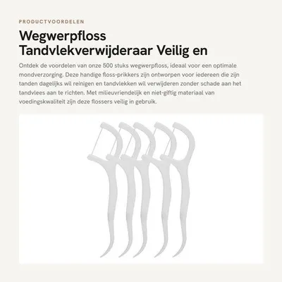 Produktbild von Einweg-Zahnseide, 500 Stück - Tragbare Zahnseide-Stäbchen - Entferner für Zahnbelag - Sicheres Material - Verschleißfest und effektiv - Schonend für das Zahnfleisch - Zahnseide