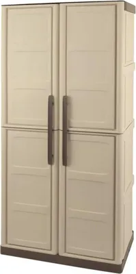 Immagine prodotto di Dmora Armadio da Esterno Ipno 39x70x165h cm Beige, 2 Ante Portascope, Resistente ai Raggi uv, Impermeabile  Italy
