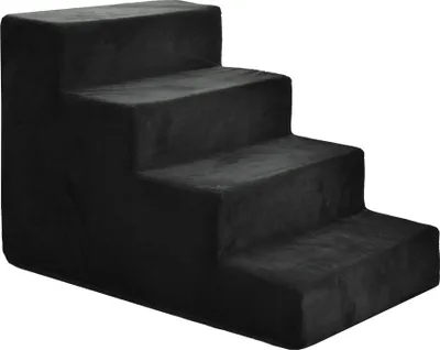 Obrázek produktu pro Schody pro psy Schody pro kočky Schody pro domácí mazlíčky Pomůcka pro lezení Plyšový potah 4 schody Black Velvet