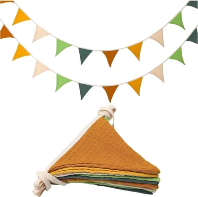 Produktbild von 1 Stück Hausbett Deko Morandigrün kinderzimmer deko Wimpelkette aus Baumwolle, Wimpelkette aus Stoff, geeignet für Kinderzimmerdekoration, Möbeldekoration, Geburtstagsparty-Dekoration