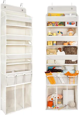 Produktbild von Tür-Hängeorganizer, 3 Fächer, 1 Windel-Caddy, 10 Seitentaschen, für Kinderzimmer