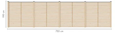 Image de Clôture lamellée, brise-vue, clôture de jardin, aspect naturel, 4 éléments, dimensions 753 x 186 cm, ensemble complet