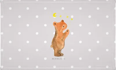 Produktbild von Mr. & Mrs. Panda Handtuch Verliebter Bär - Grau Pastell - Geschenk, frottierhandtuch, gesichtstuch, Verliebte, Spruch, To The Moon And Back, Flauschtuch, gesichtshandtuch