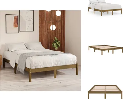 Produktbild von vidaXL Massivholzbett Honigbraun Kiefer 200x200 cm -  Betten & Bettgestelle