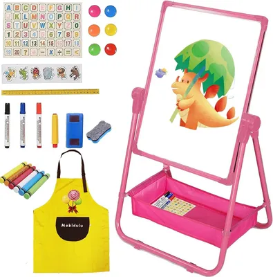 Immagine prodotto di Solidchoice - Cavalletto per bambini a doppia faccia - Lavagna creativa per bambini
