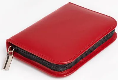 Produktbild von Hausapotheke 32 Globuli Gläser Leder (ohne Gläser) | Mini | OMEO® rot