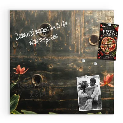 Produktbild von Magnettafel 30x30cm Pinnwand Whiteboard beschreibbar - Metallplatte Vintage