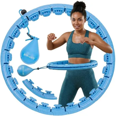Imagen del producto de Hula hop con peso, ajustable, color azul, 45 cm