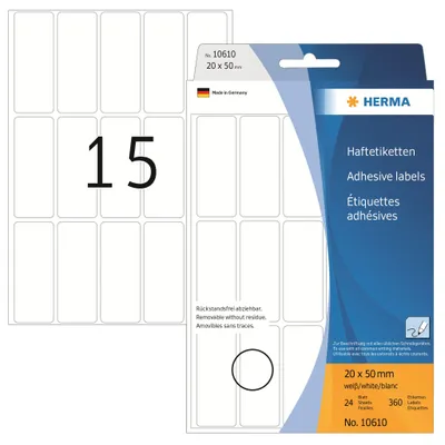 Produktbild von HERMA Etiketten "Movables" 20 x 50 mm zur Handbeschriftung weiß 360 Etiketten