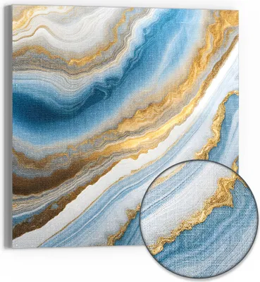 Produktbild von DEQORI Hybrid Leinwand Bild 50x50 cm 'Goldene Meeresströmung' Wandbild Glas flach modern